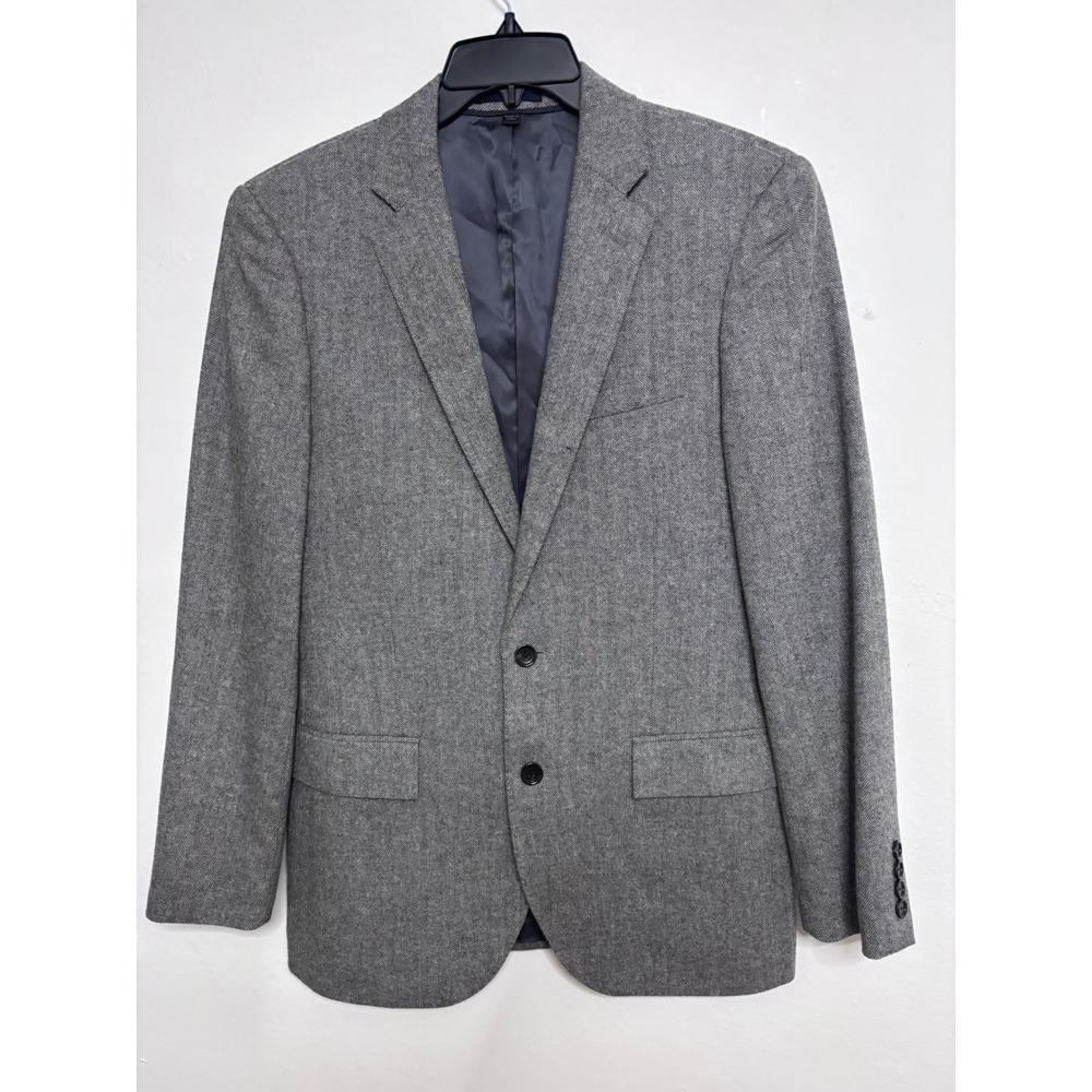 J.Crew Ludlow Slim 38R Blazer Grey Herringbone Tollegno 1900 Italian Wool Coat